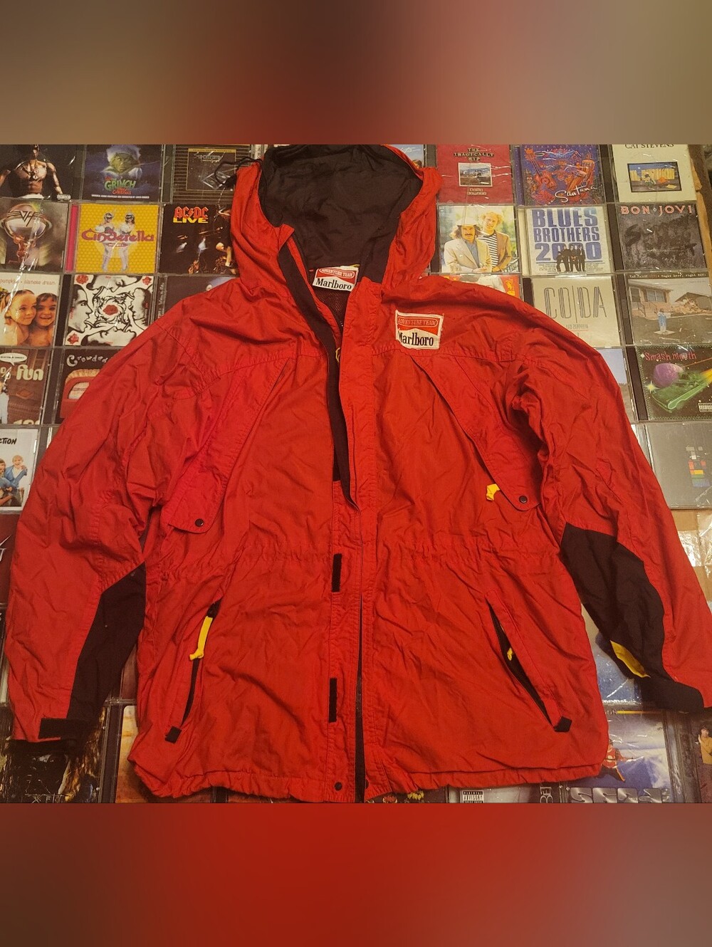 Marlboro Adventure Team Men’s Red Hooded Rain Jacket